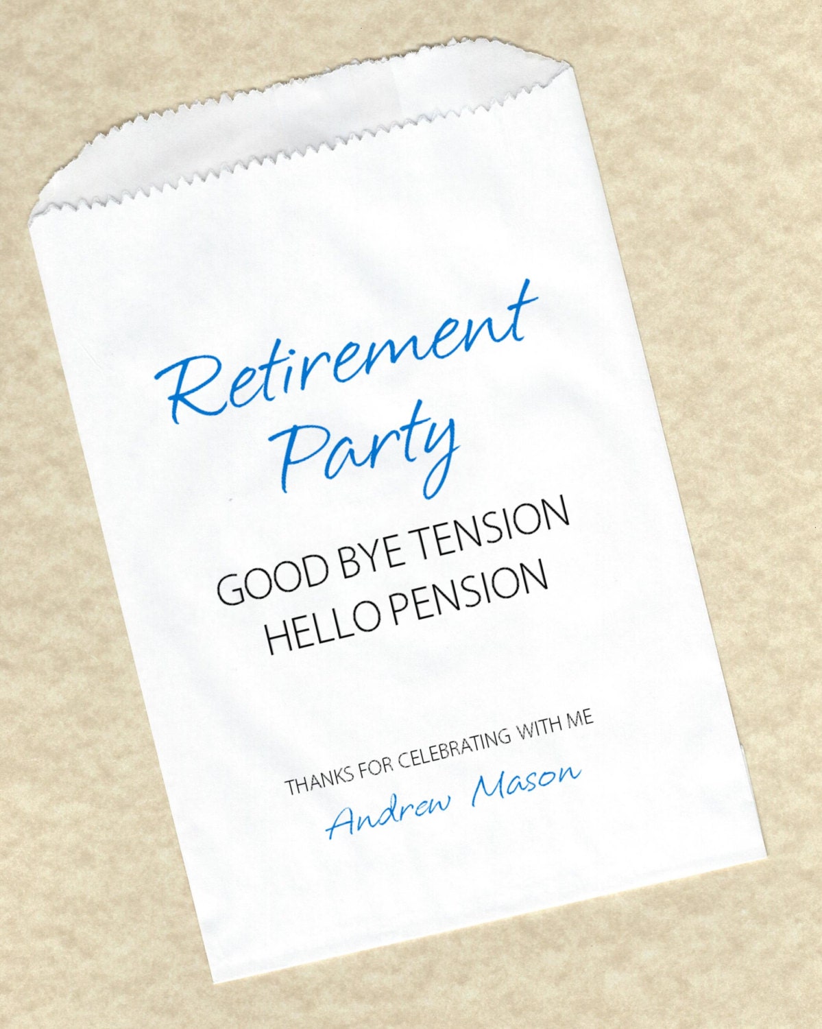 Retirement Party Personalized Candy Favor Buffet Party bags