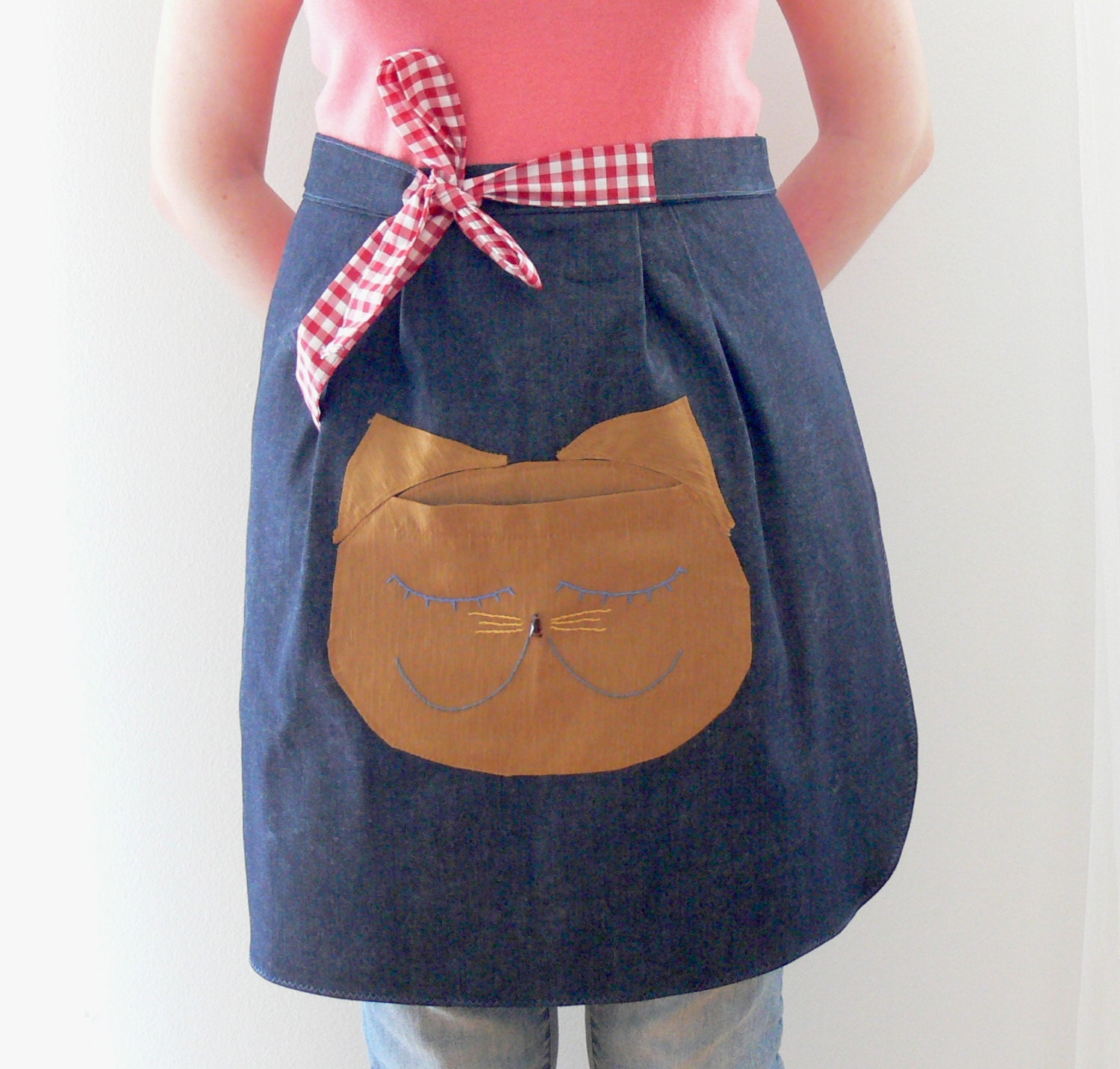 Cat Apron Half Apron with pockets Womens Aprons Kitchen