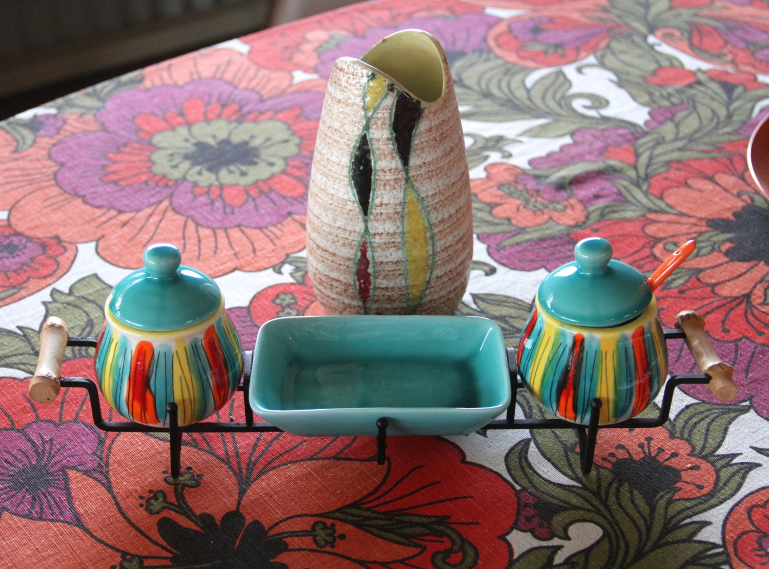 Mid century retro condiment set serving set made in Japan, Classic 1950