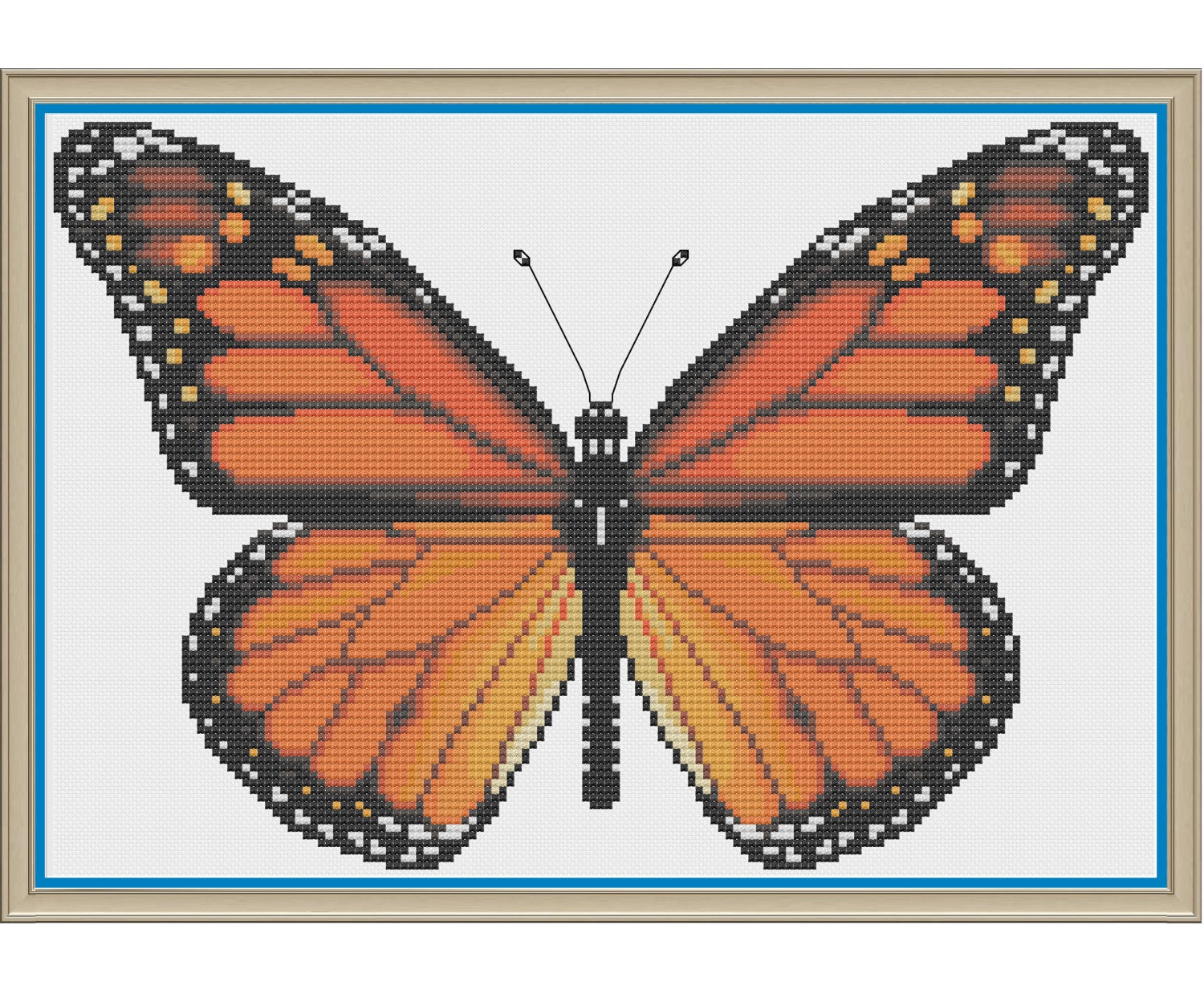 Monarch Butterfly Danaus Plexippus Counted Cross Stitch