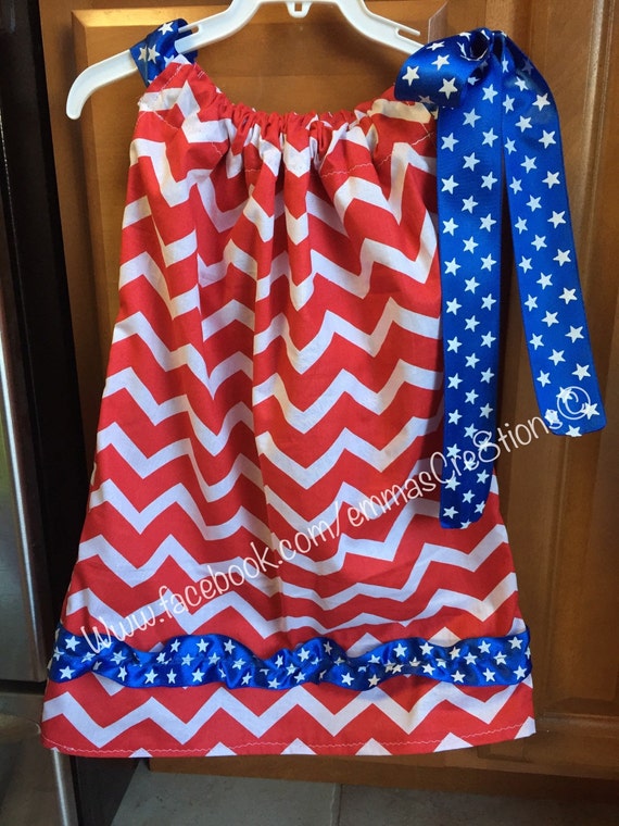 Red white blue stars pillowcase dress 4th of by