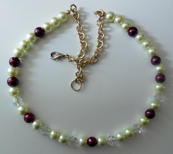 Faux Pearl White and Purple Necklace / Pearl by KatKayeDesigns