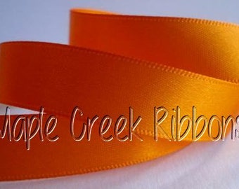 Orange Double Face Satin Ribbon, 5 Widths Available: 1-1/2", 7/8", 5/8", 3/8", 1/4"