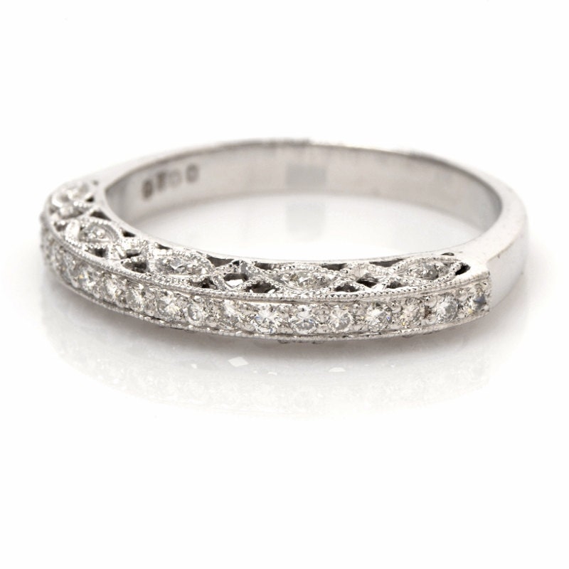 Estate 0.30 Diamond Platinum Wedding Band Ring by DoverJewelry