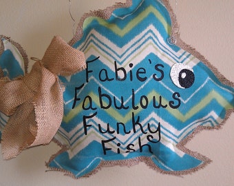 Fish Burlap Door Hanger, Summer, Beach, Sea Life, Beach Life, Burlap, Door Decor, Classroom Sign, Classroom Decor, Teacher Gift