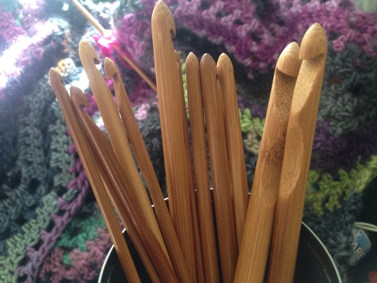 Bamboo Crochet Hook Set of 12 Dark