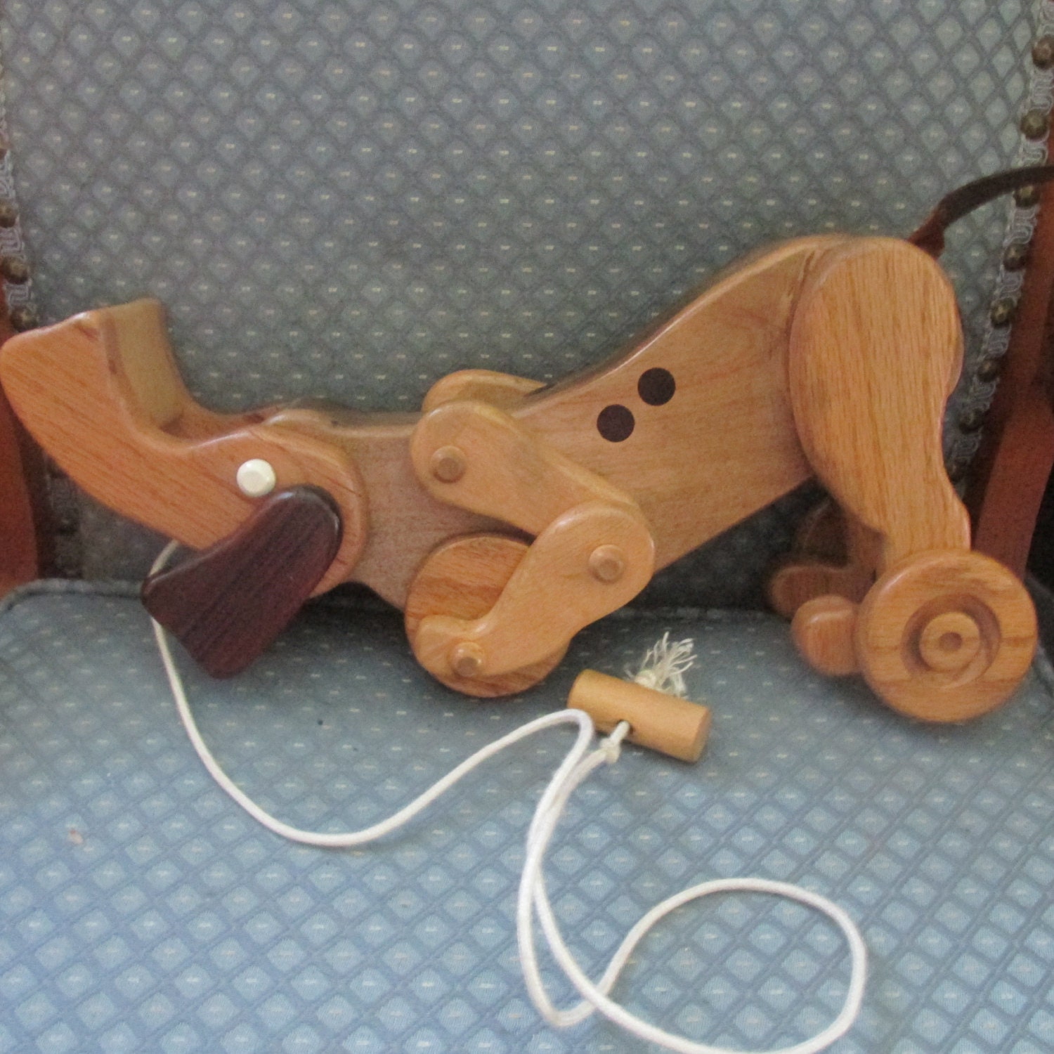 Hand Crafted Wooden Dog Pull Toy Handmade Pull by SkyesTreasures