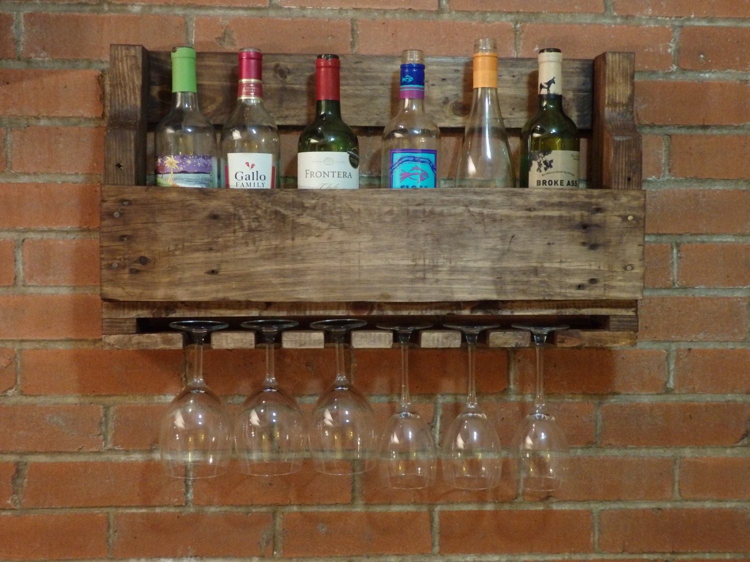 6 bottle pallet wine rack by greenbarnliving on Etsy