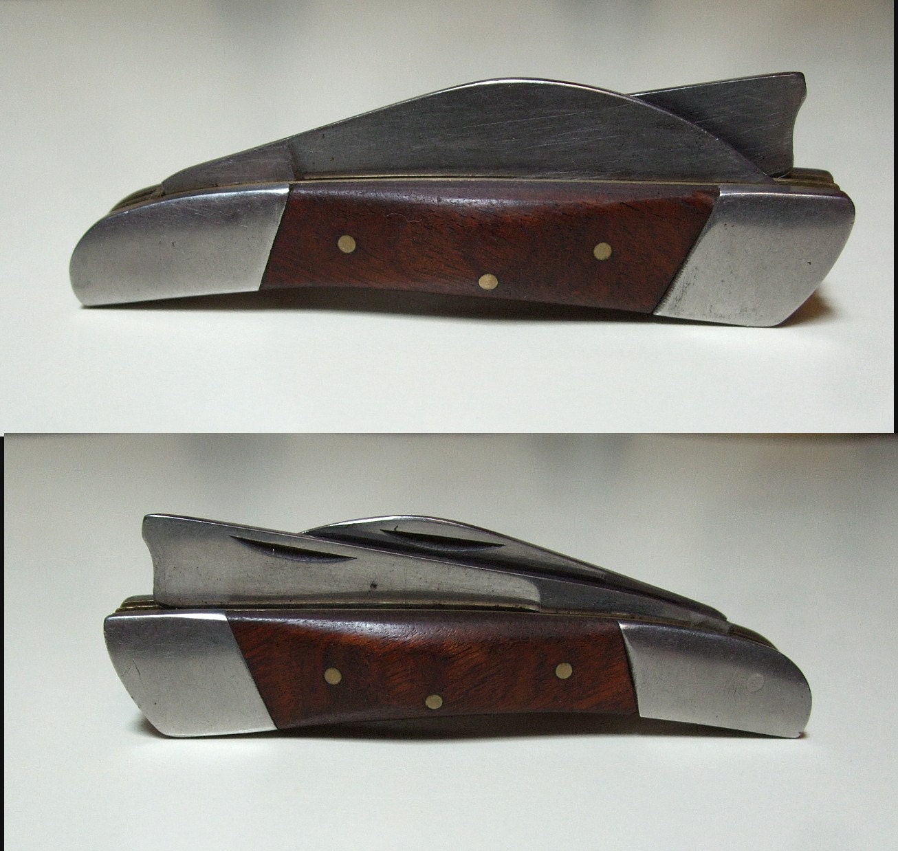 Vintage Straight Razor Hawkbill Two Blade Pocket Knife Folding