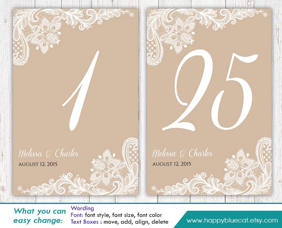 DiY Printable Table Number Card Template Instant Download