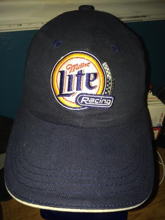 Vintage 90s MILLER LITE Racing Strapback Hat by bigbootyjudys