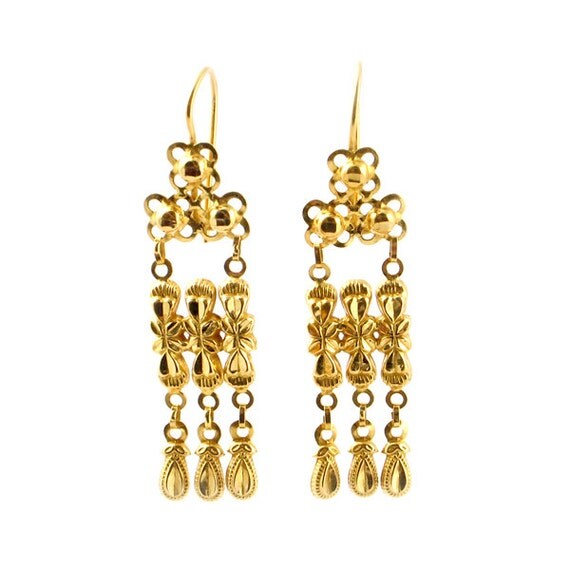 21K Gold Chandelier Earrings Splendid Middle Eastern Gold