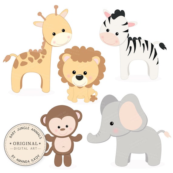 Download Professional Baby Jungle Animals Clipart & Vector Set Baby