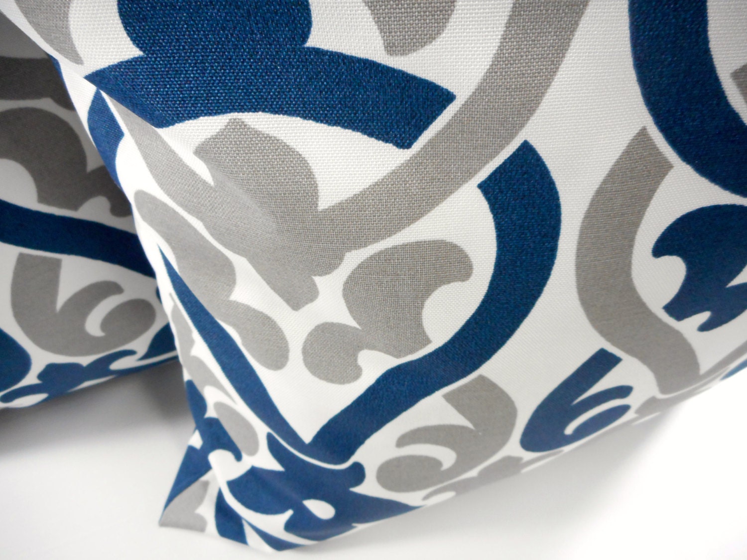 SALE Navy and grey Pillow cover. Indoor. by TwistedBobbinDesigns