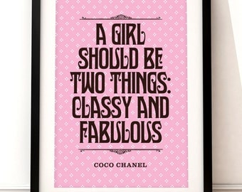 Coco Chanel quote print, Coco Chanel print, literary art print, Coco Chanel, typographic print, literary inspired print, Coco Chanel poster