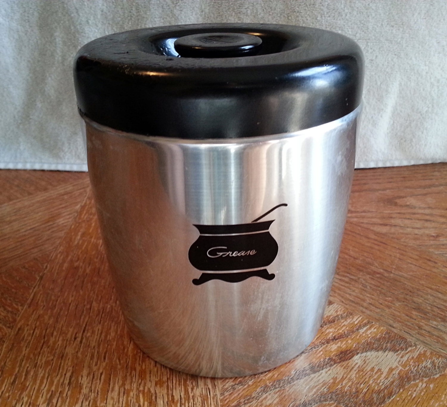 Vintage Aluminum West Bend Grease Canister Jar with Strainer