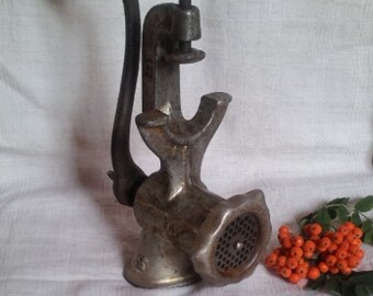 Vintage hand metal meat grinder 1960's Vintage metal kitchen Cooking tool