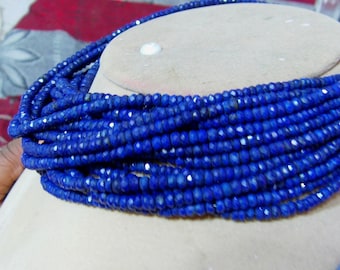 1 Strand Lapis lazuly Faceted polished Round beads 14'' 11, grams 3 to 6. MM