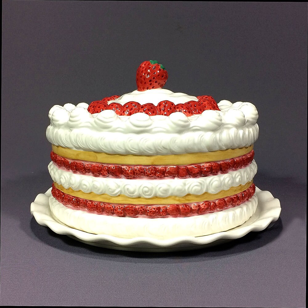 Vintage 1970's Ceramic Cake Plate & Cover by CarysKools on Etsy