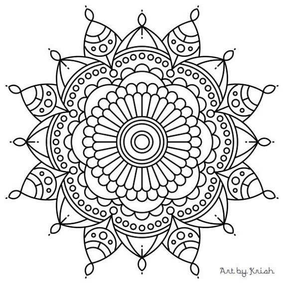 Download Items similar to Mandala Adult Coloring Page #56 on Etsy