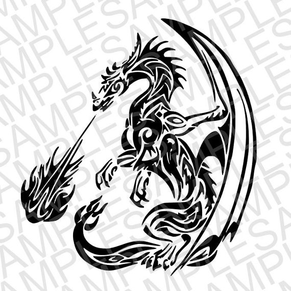 Dragon SVG DXF and JPEG Digital Download by MissAddisonsCloset