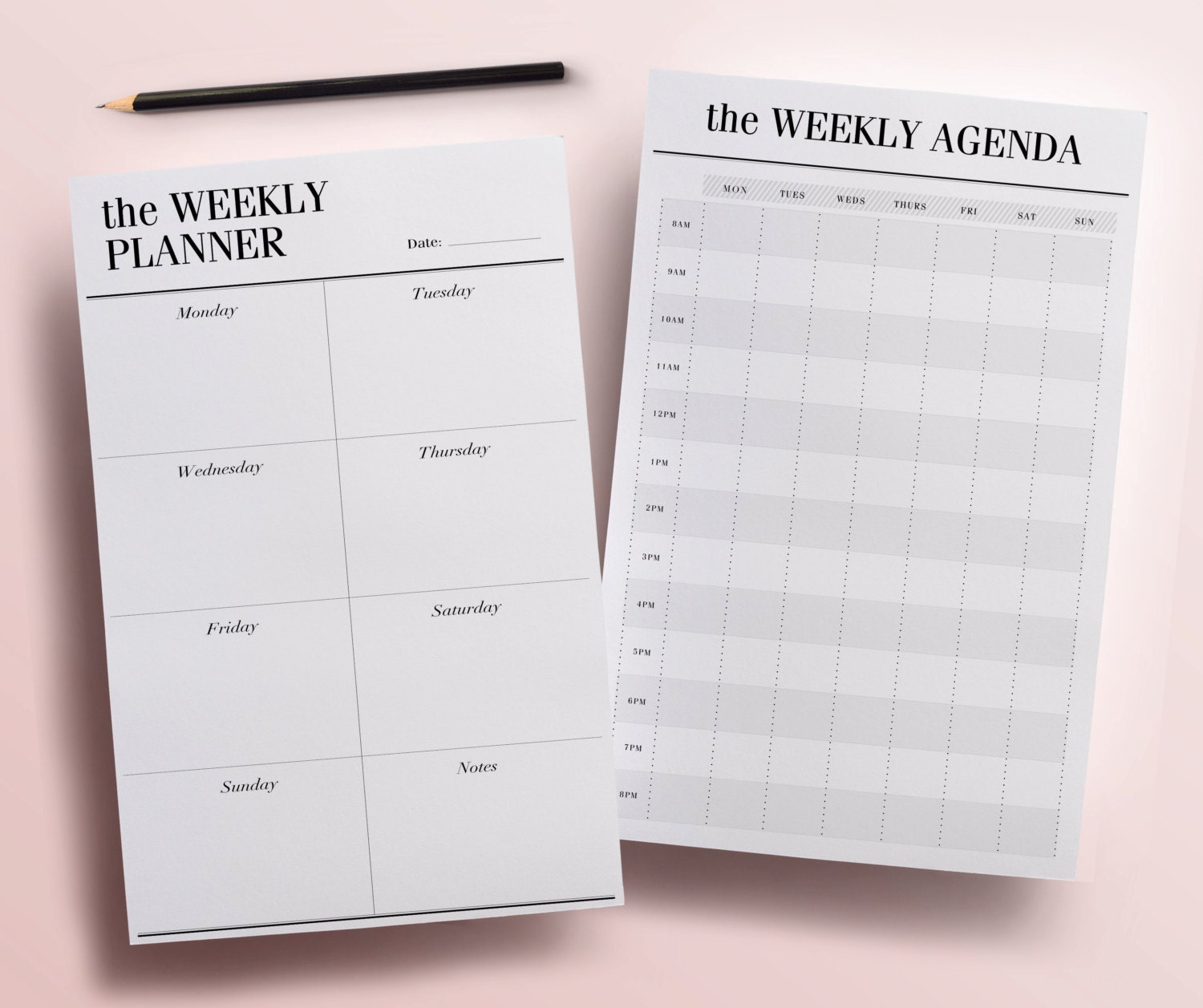 2 printable weekly planner pages half size 85 x 55 planner