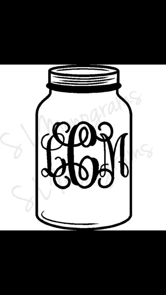Items similar to Monogram Mason Jar vinyl Decal on Etsy