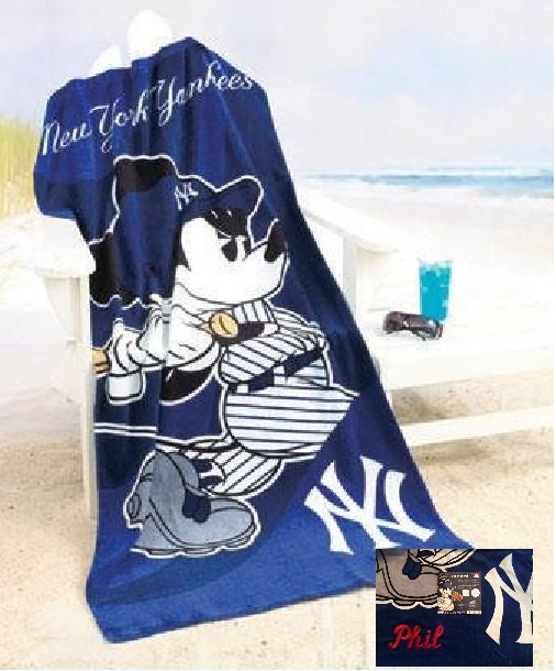 Mickey Mouse MLB New York Yankees Beach Towel by CACBaskets