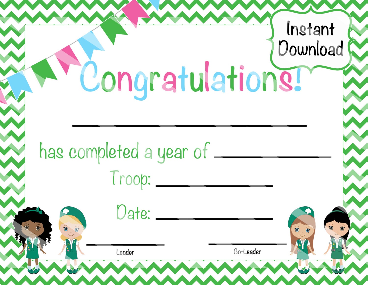 Girl Scout Junior Certificate Of Pletion By