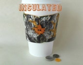 Camouflage Coffee sleeve, Fall leaves coffee gift, Insulated drink cozy