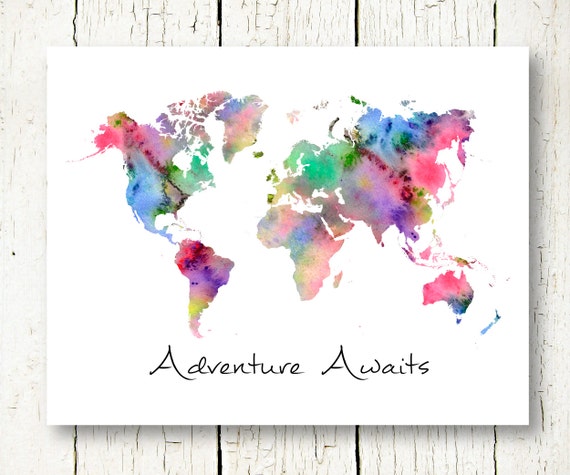 world map watercolor download adventure awaits printable