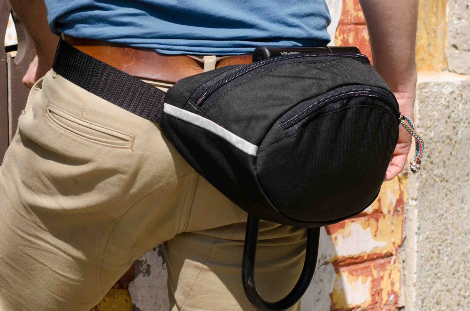 black fanny pack hip pouch U lock holster day by Crosstownbags