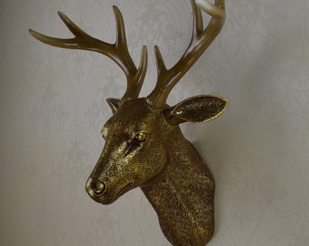 large white resin deer head