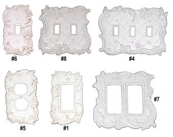 Metal Switch Plates, Rocker Plates and Outlet Covers Shabby Chic styles in many colors
