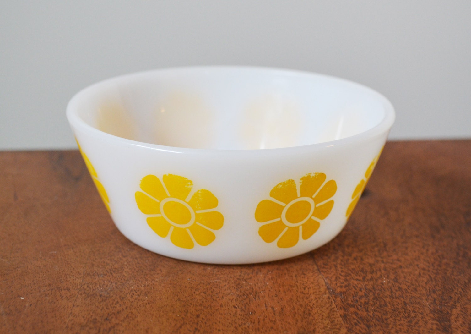 Rare Federal Glass Cereal Bowl with Yellow by Trashtiques on Etsy