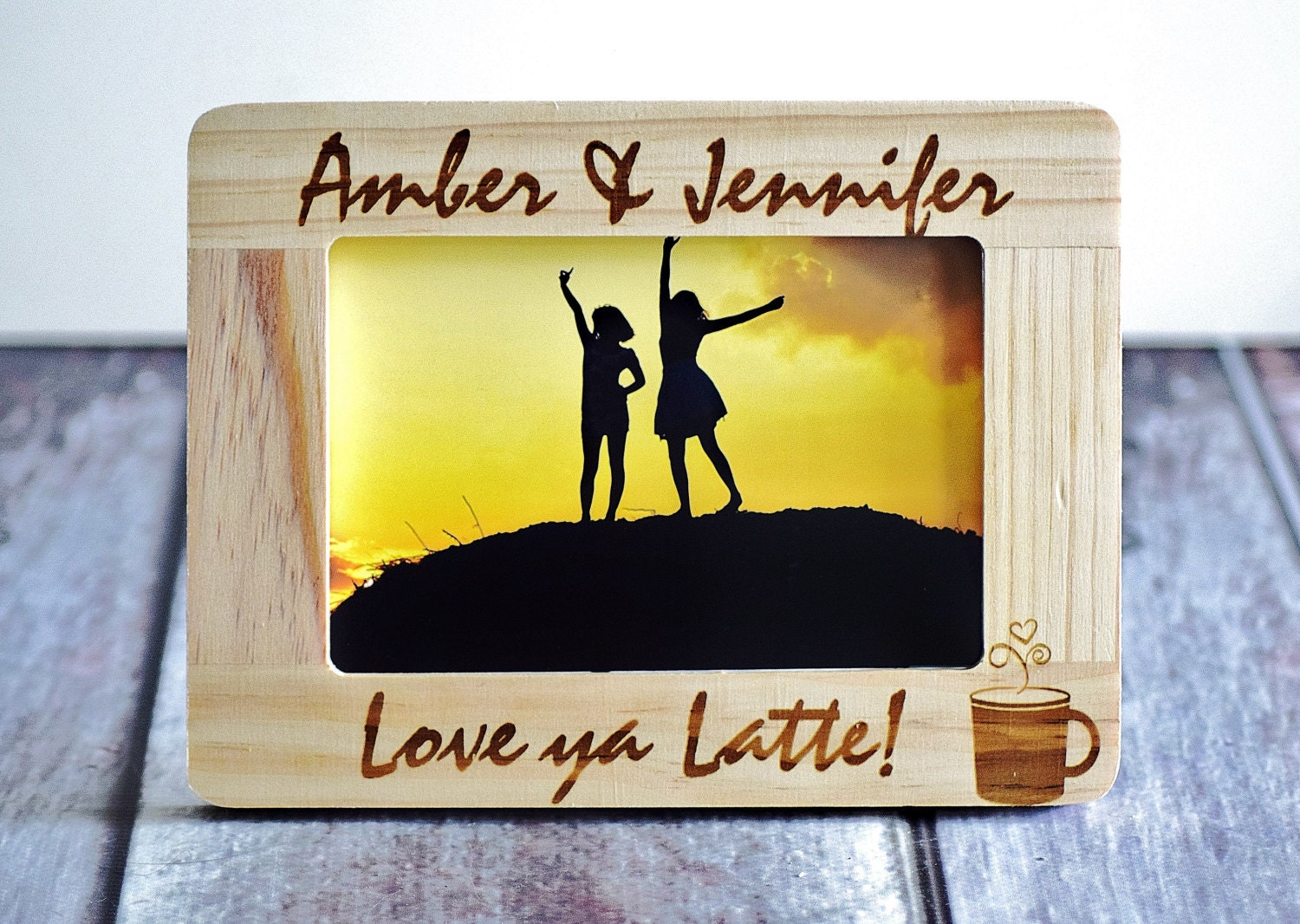 Best Friend Picture Frame Love ya latte Wood by CustomWoodWonders
