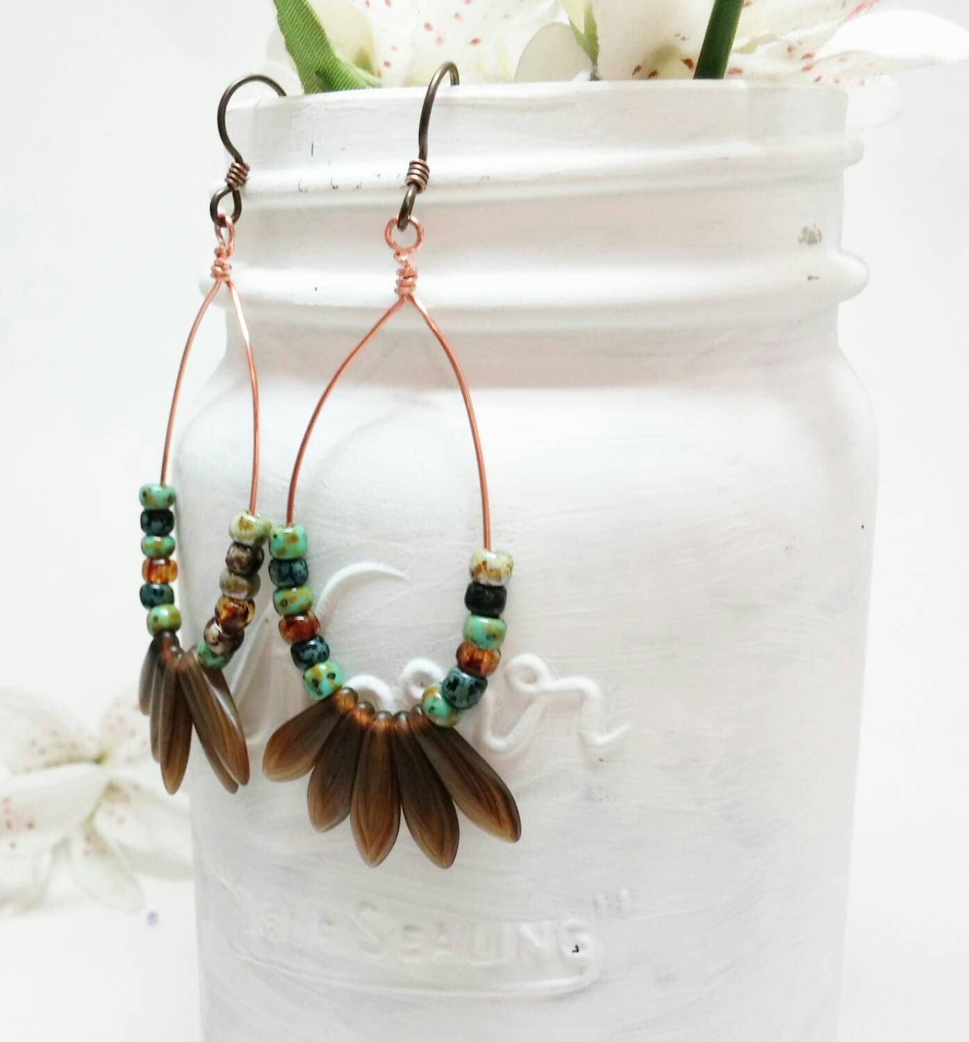 Bohemian style earrings Boho chic earrings by HappyElephantArt