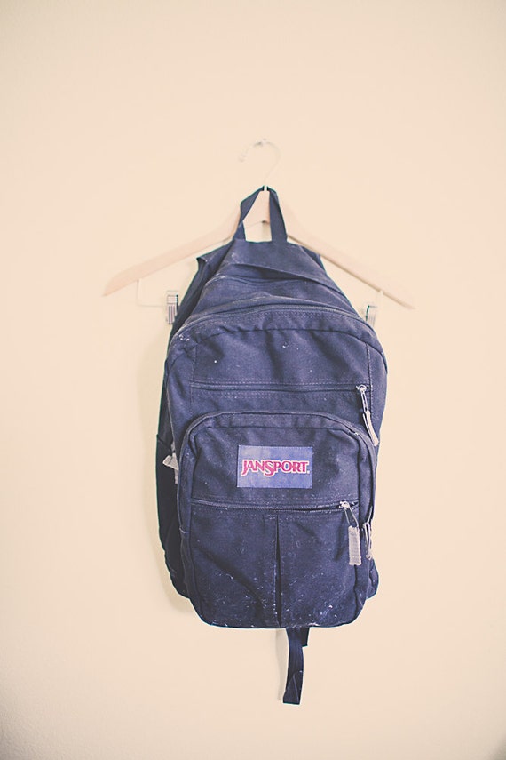 Vintage 90's Backpack Jansport Black Zipper by 7CitiesVintage