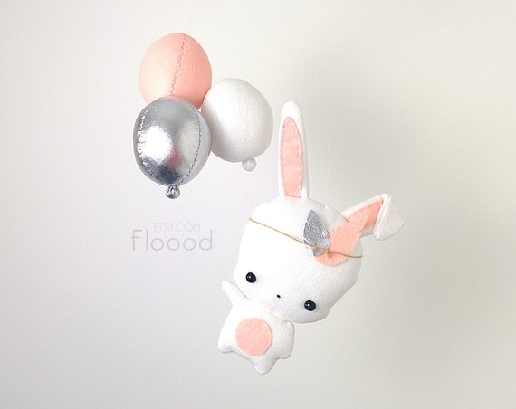 Mobile rosa kinderzimmer dekor ballons baby mobile von bubblymoon
