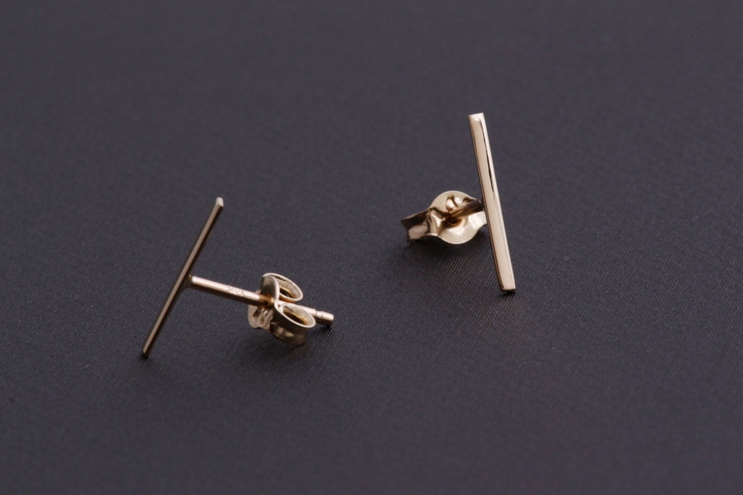 14k Solid Gold Bar Earrings Gold Bar Earrings Minimalist