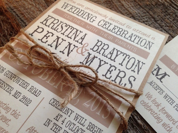 Rustic Wedding Invitation SetCountry Chic Wedding