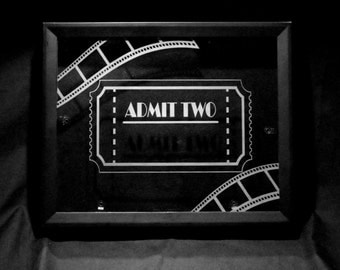 Personalized Tickets Shadow Box Etched Glass Movies Concerts Ticket Collection