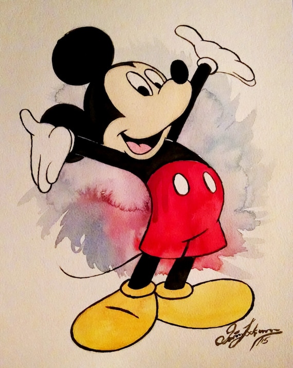 watercolor painting print Disney's Mickey Mouse