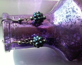 Blue disco dangle earrings