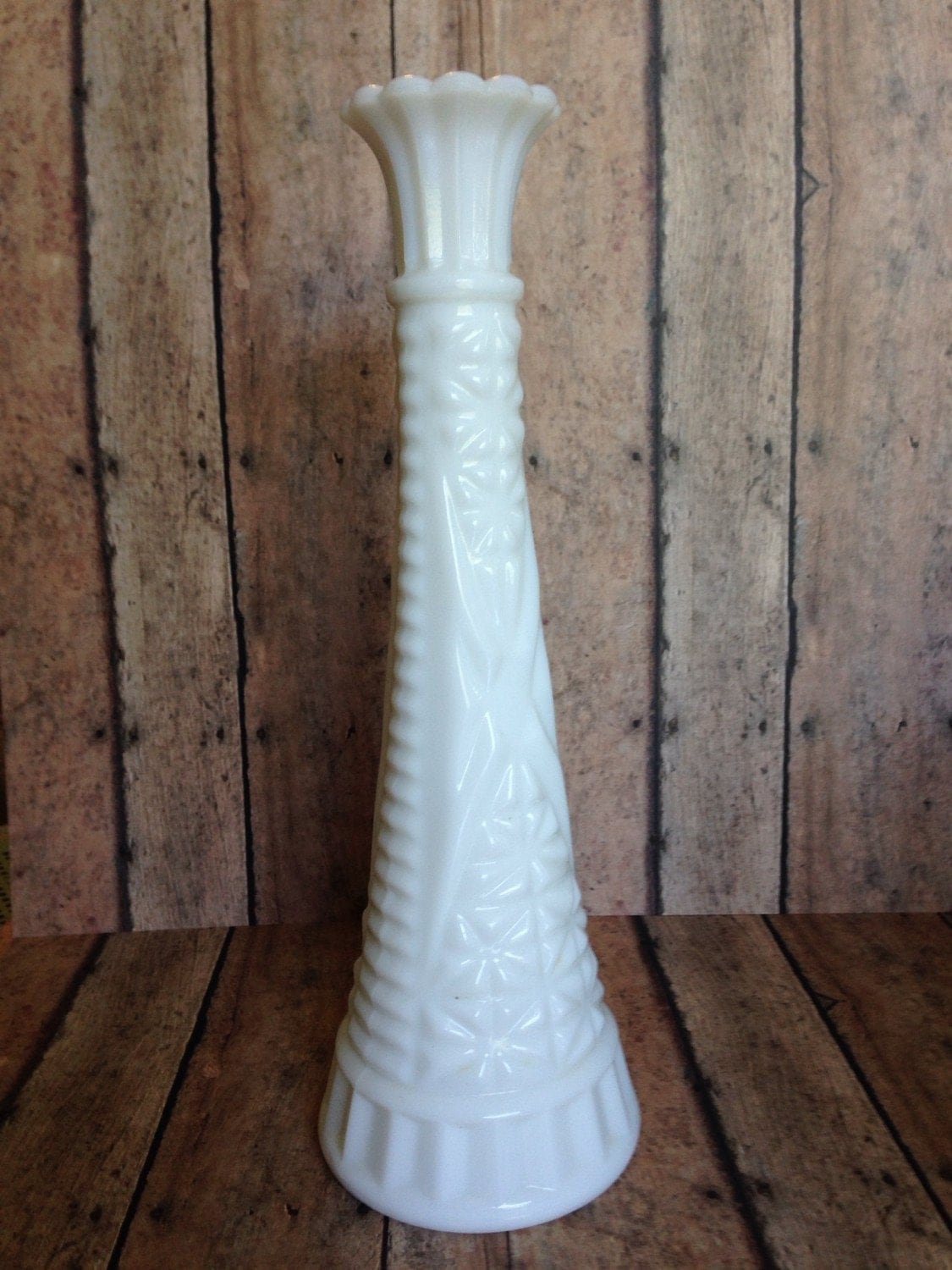 Vintage White Milk Glass Look Bud Vase Wedding Rustic Barn