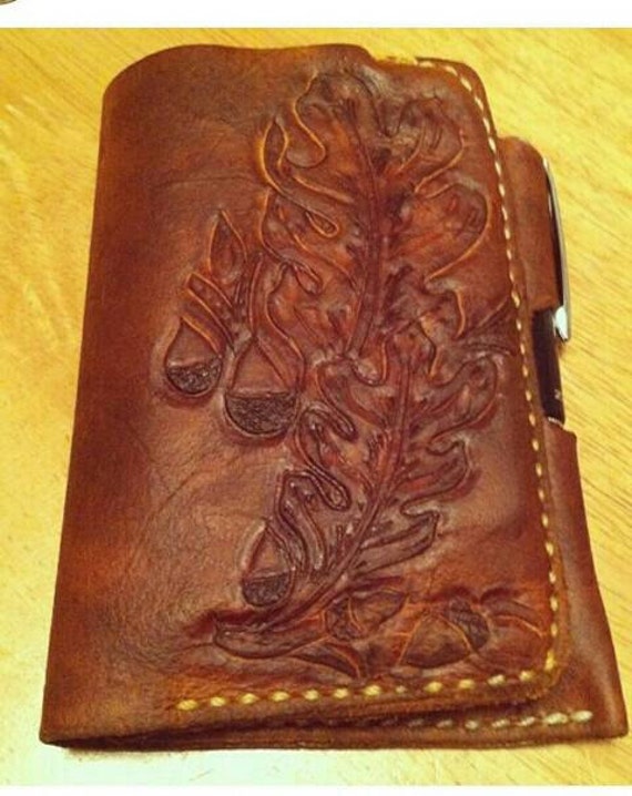 Leather wallet with small notepad and pen by FlyingBEnterprises