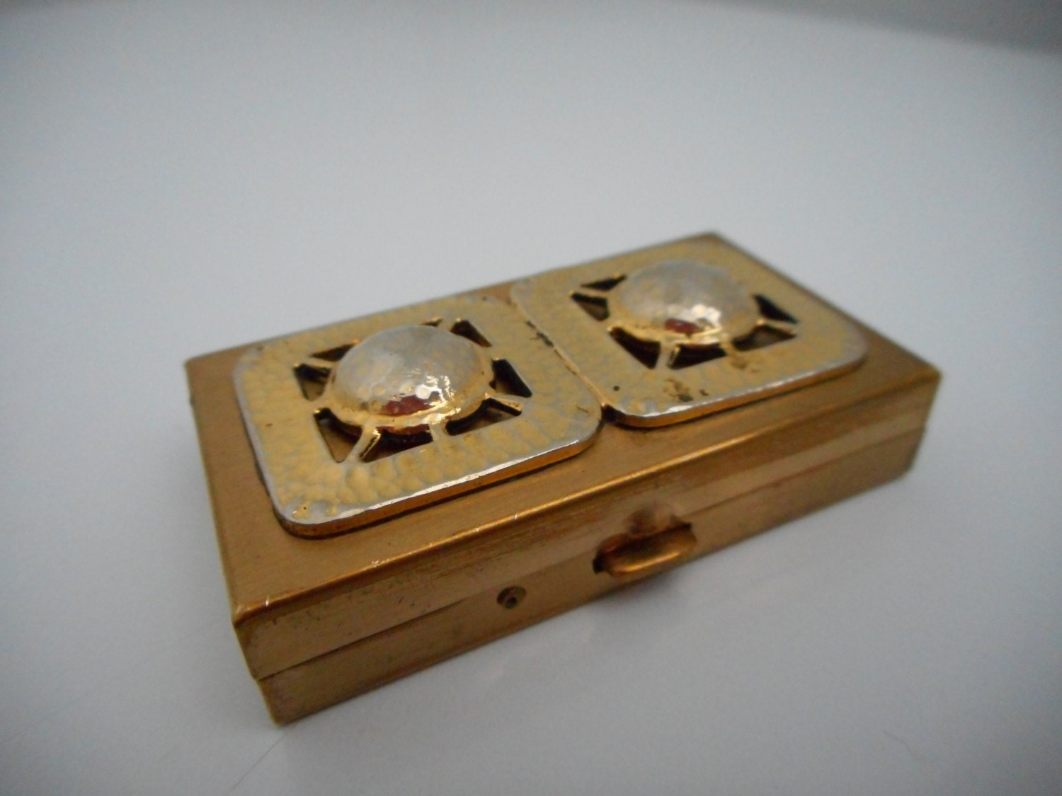 French vintage small decorative brass pill box / by FrenchBargains