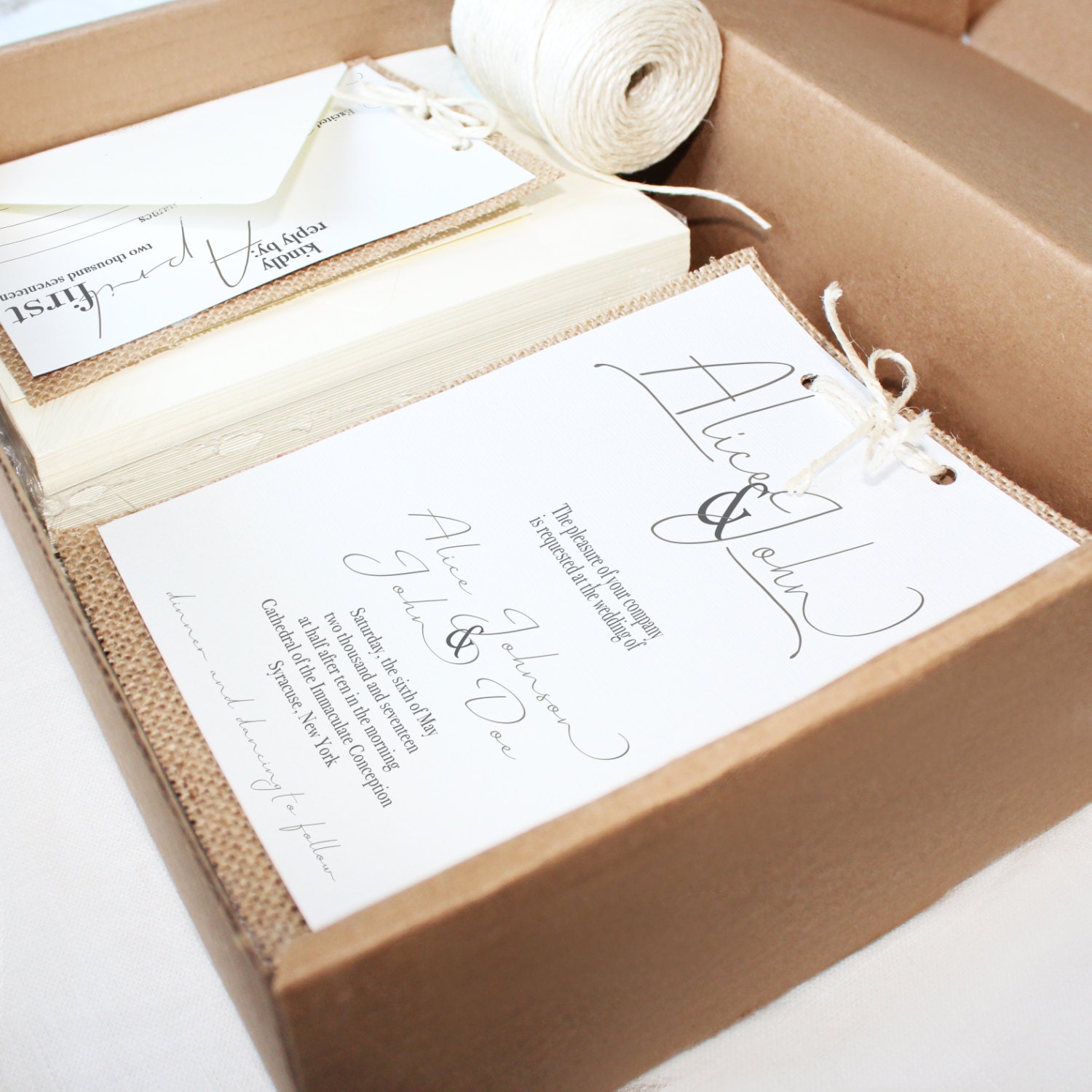 Burlap Diy Wedding Invitations 6