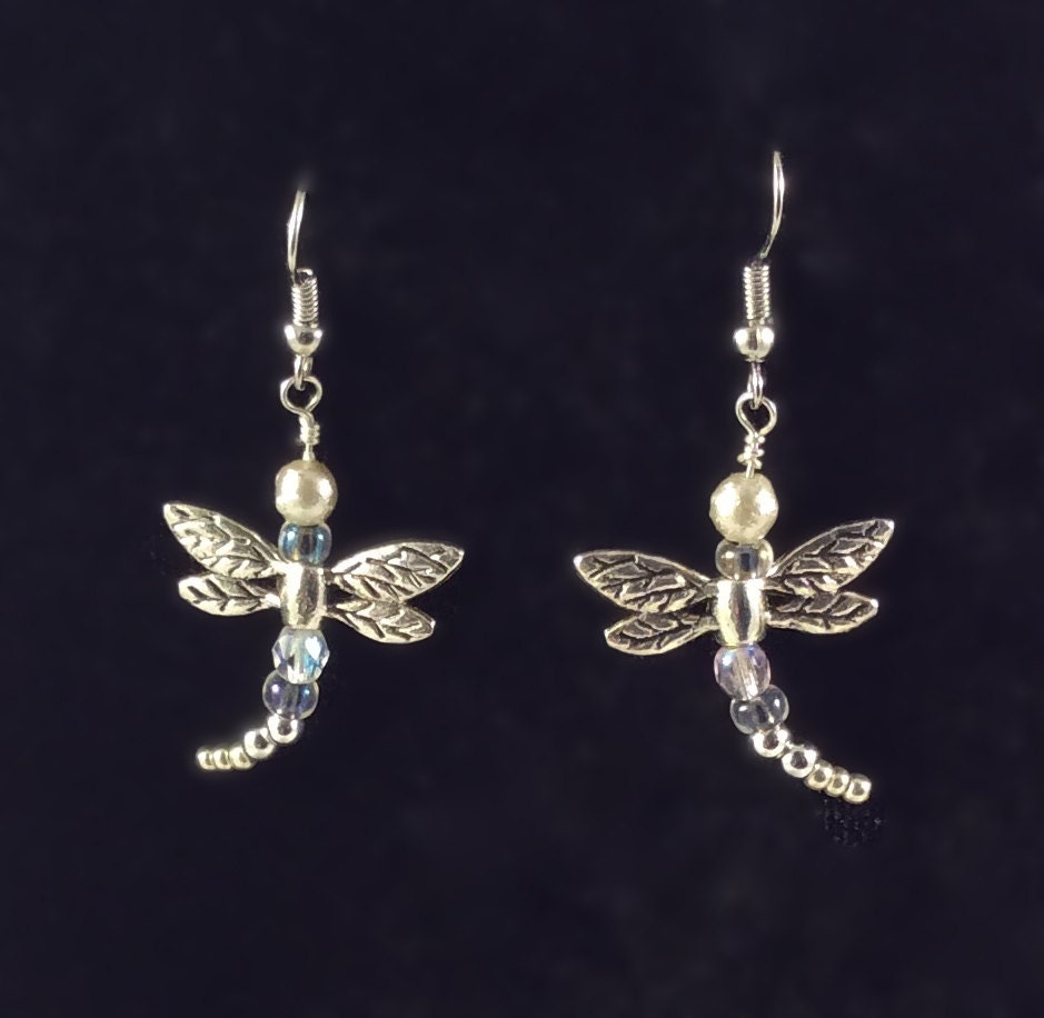 Dragonfly Earrings Dragonfly Dangle Earrings by DivaVitaDesigns