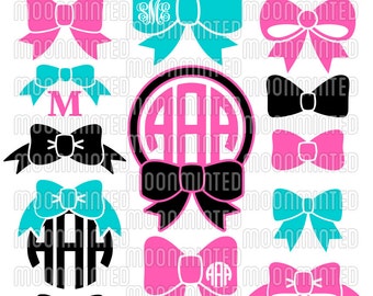 Bow SVG Cut Files - Monogram Frames for Vinyl Cutters, Screen Printing, Silhouette, Die Cut Machines, & More